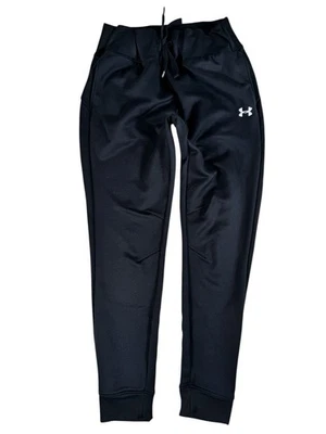 Pantalones deportivos Under Armour negros sueltos de pierna recta para mujer medianos altos Foto 1 de 4