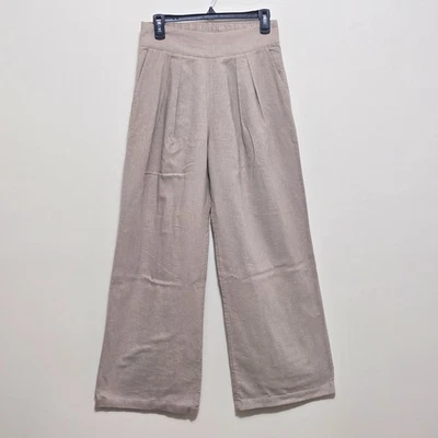 Abercrombie & Fitch Womens Linen Blend Sz S Ultra Wide Leg Pants Pull On Tan - Image 1 of 4