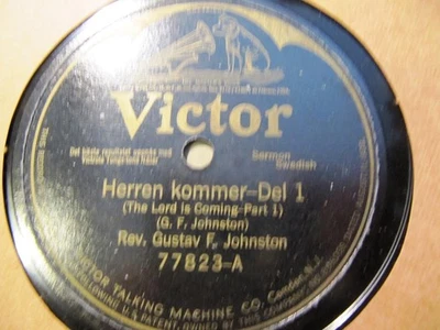 1924 Swedish Evangelical FREE CHURCH GUSTAF F. JOHNSTON Sermon VICTOR 77823 - Image 1 of 2