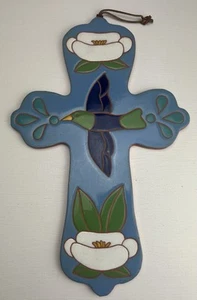 Hill Country Art Tile Ceramic Wall Decor Cross Signed Thrall 2003 Magnolias Bird - Picture 1 of 10