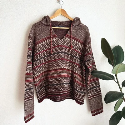 VTG 90s Ralph Lauren Sport Southwest Wool/Cashmere Blend Hoodie Sweater XL Aztec - Image 1 of 4