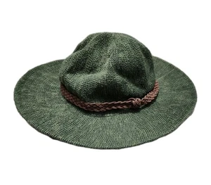 San Diego Hat Company Sun Hat Green Braided One Size Boho Wide Brim Floppy - Picture 1 of 4