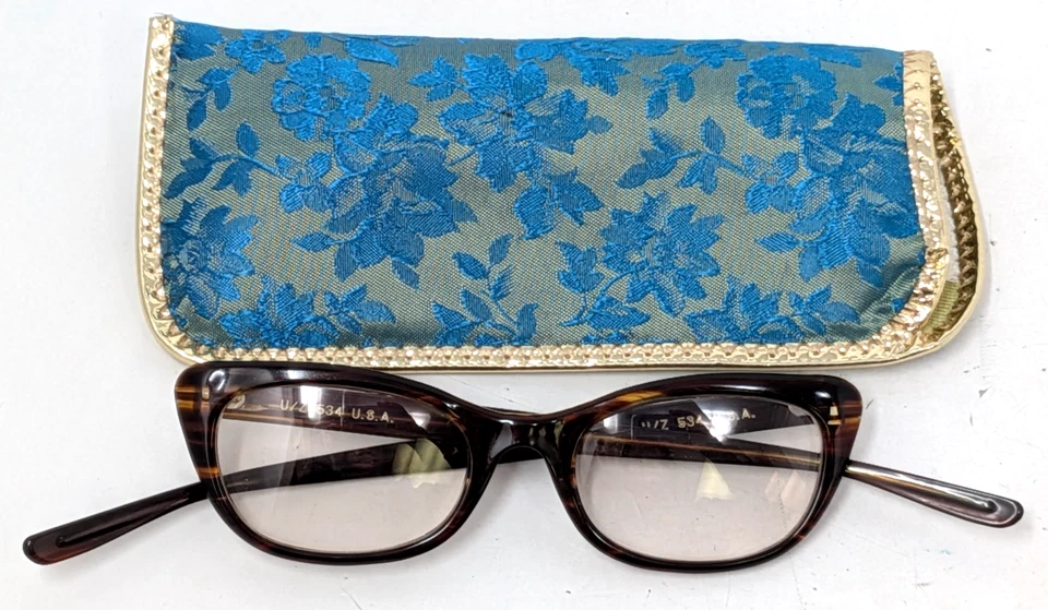 Gafas con estuche vintage de los años 50 U/Z 534 Cateye caparazón de tortuga para mujer Foto 1 de 4