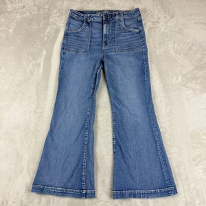 American Eagle Jeans Damen 14 kurz 31,5 x 27 blau super hoher Bund Schlag Stretch Y2K - Bild 1 von 11