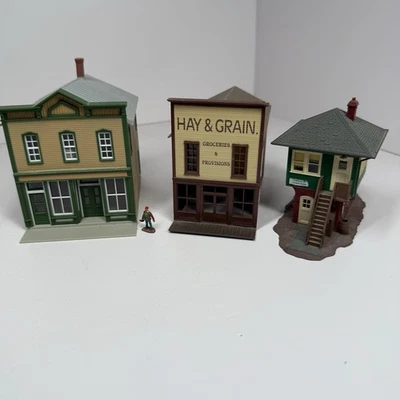 HO Scale Plastic Buildings For Train Layouts Built Signal Tower, Stores - Image 1 of 4