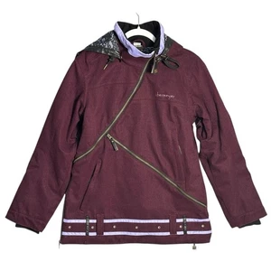 Obermeyer Sz 10 Kayla Ski Coat Pullover Side Zip Hooded Insulated Lace & Leather - Picture 1 of 20