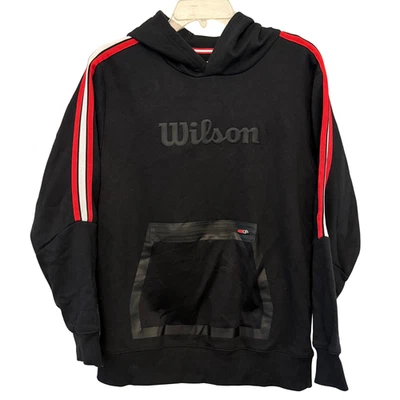 Sudadera con capucha a rayas negra manga larga Wilson para niñas jóvenes - talla XL Foto 1 de 4