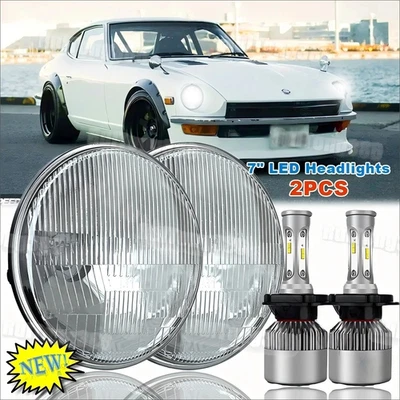 Par de faros LED redondos negros de 7 pulgadas haz alto/bajo para Datsun 280ZX/240Z/260Z/280Z Foto 1 de 4