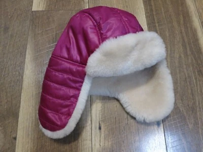 UGG Girl's Pink Water Resistant / Faux Fur/ Sheepskin Trapper Hat Sz 4 - 6 Years - Image 1 of 4