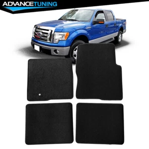 Fits 09-14 Ford F150 Crew Cab Sedan Front Rear Floor Mats Carpets Black Nylon - Picture 1 of 4