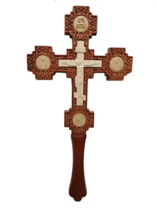 Wooden Cross Orthodox Carved Crucifix Jesus Christ Altar Hand Large 14.96" - Picture 1 of 8