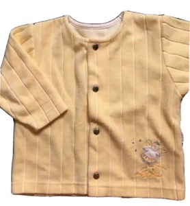 Wunderschöne gelbe Velour Hemdjacke von Sucre d’orge, Druckknöpfe, 12 Monate, PARIS FRANKREICH - Bild 1 von 3