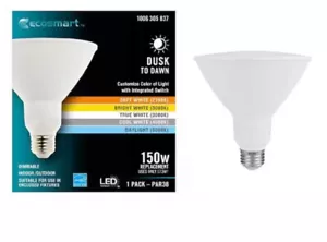 Ecosmart 150W PAR38 Dimmable LED Bulb with Dusk-to-Dawn and Color Temperature Se - Picture 1 of 7