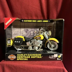 Harley Davidson 1996 Softail Motorcycle Yellow, Lights Sounds Buddy L Heritage - Picture 1 of 5