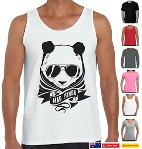 Panda tshirt cool Mad panda Funny Singlet Men's ladies T-shirt Women's top - Picture 1 of 31
