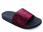 Ladies Burgundy Velvet Slider Comfy Holiday Mules Sandals Wedge Slippers Sizes