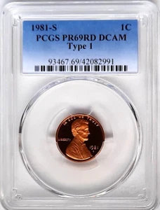 1981-S Proof Type-1 Lincoln Cent- PCGS PR69 RD DCAM-Fading Blue Label. - Picture 1 of 4