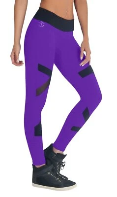 Final Sale! Bia Brazil Color Block Mesh Legging LE5030 Violet/Black - Image 1 of 4