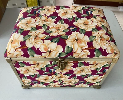 14" x 10" x 10" Maroon Padded Fabric, Metal, & Cork Floral Storage Chest - Image 1 of 4