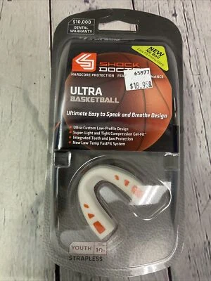 Shock Doctor Youth Ultra Basketball Low Profile Mouth Guard White Ages 10- NEW