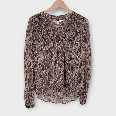 Blusa de seda Veronica Beard Lowell estampa de cobra com camisa tamanho 0 leve - Imagem 1 de 4