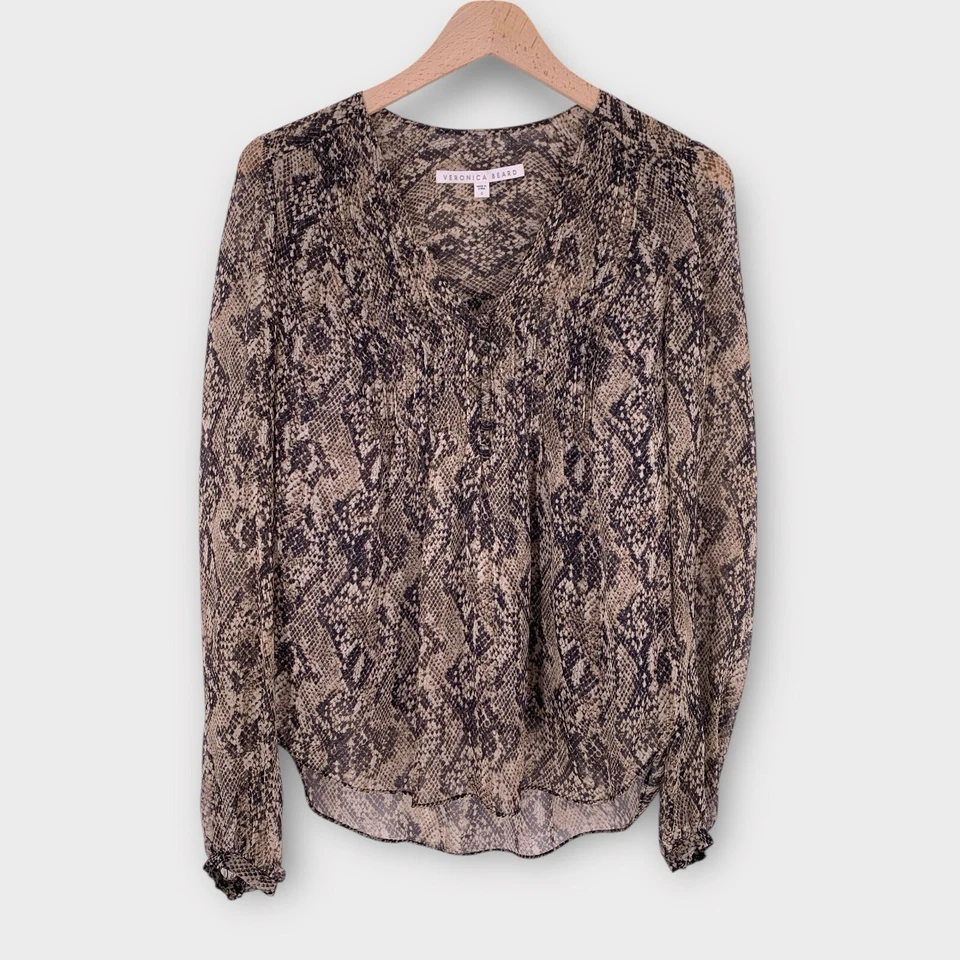 Veronica Beard Lowell Snake Print Silk Blouse With Camisole Size 0 Lightweight - Image 1 of 4