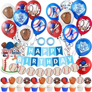 Baseball Balloons Cake Toppers Banner Decorations Party Theme For Birthday Boy - Picture 1 of 7