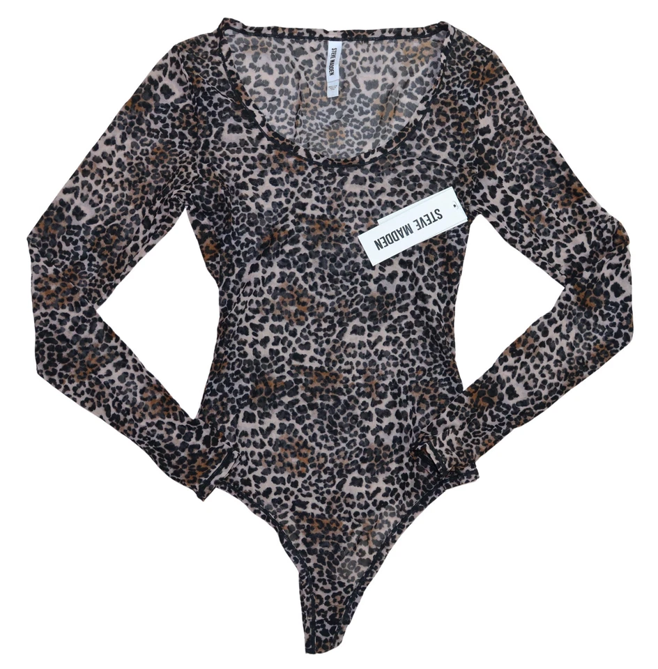 Steve Madden Sheer Mesh Long Sleeve Women's Thong Bodysuit NWT Pick Color/Size - Image 1 of 1