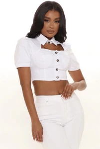 White Sexy Bustier Crop Top - Picture 1 of 4