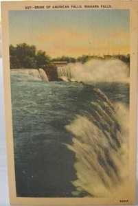 Niagarafälle - Brink of American Falls - verschickt 1949 - Bild 1 von 2