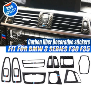 12pcs For BMW 3&4 Series F30 F34 F35 Real Carbon Fiber Interior Trim Decor Cover - Picture 1 of 11