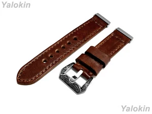 Dark Brown Brushed Leather Band Strap for Fitbit Versa 3 4 Sense 2 Smartwatches - Picture 1 of 9
