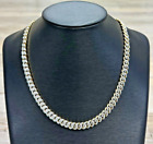 Beautiful Sterling Silver Gold Plated Diamond Cuban Link 8mm Thick 24" Necklace