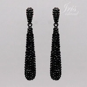 Black Jet Drop Dangle Earrings Crystal Rhinestone Cute Jewelry Party Prom Gift 6 - Picture 1 of 4