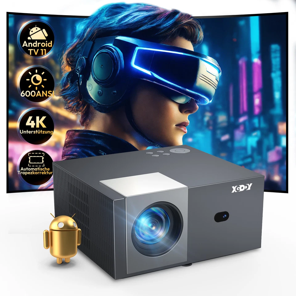 Projektor LED 4K 20000LMS Beamer Native 1080P 5G WiFi Bluetooth Heimkino Outdoor - Bild 1 von 4