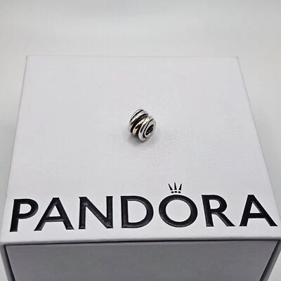 Genuine Pandora Gold Two Tone Woven Ring Cluster Charm ALE 925 #790153 - Image 1 of 3