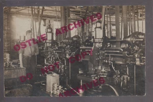 Milwaukee WISCONSIN RPPC 1919 INTERIOR FACTORY Machine WORKER POSING Machines WI - Picture 1 of 3