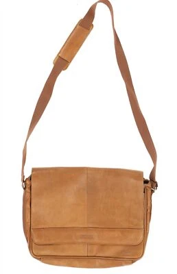 Bolsa tiracolo masculina de couro Kenneth Cole Reaction 243395 para laptop bronzeada tamanho 15x11x3 - Imagem 1 de 3