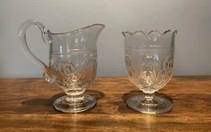 EAPG: STIPPLED PEPPER SPOONER & CREAMER BOSTON & SANDWICH - Picture 1 of 8