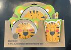 5 Pc Bamboo Children's Dinnerware Set Tiger