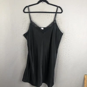 Gilligan & Omalley Nightgown Womens XXXL 3XL Black Satin Shiny Boudior - Picture 1 of 19