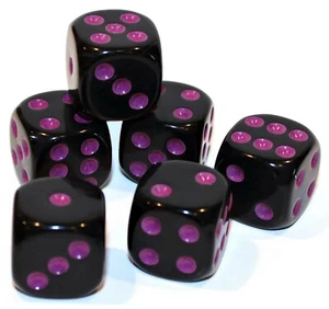 Nuevo Juego de 6 Dados Esquina Redondeada Opaca 16mm - Dados Juego 5/8" - Negro Púrpura - Imagen 1 de 1