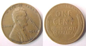 1942 P Lincoln Cent striscia di laminazione dritta - Foto 1 di 1