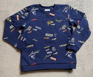 Boy’s Lacoste All Over Print Sweatshirt Blue (Size 8, 128cm 51 in) - Picture 1 of 9