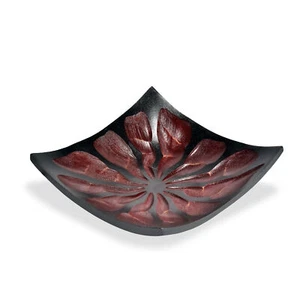 Simply Chic Hand Carved Square Dark Brown Wood 7inch Platter - Picture 1 of 4