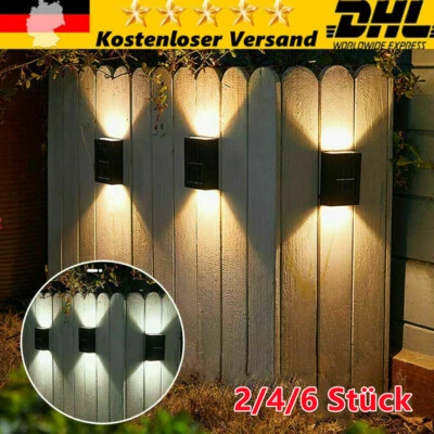 2-8 X LED Solarleuchten Wandlampen Zaunleuchte Gartenleuchte Außen Treppen Lampe - Bild 1 von 4