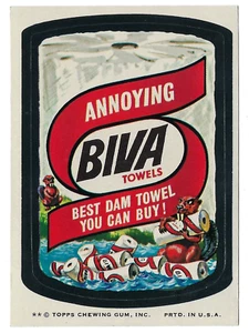 Topps Wacky Packages 1974 octava serie 8 toallas Biva casi nuevo - Imagen 1 de 1