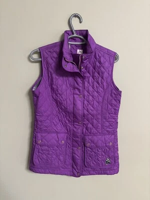 Chaleco de golf acolchado Peter Millar para mujer talla pequeña bolsillos con cremallera completa forrado púrpura Foto 1 de 4