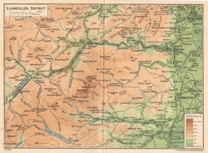 1948 Llangollen District, Wales Vintage town city county map plan - Picture 1 of 1
