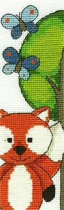 Butterfly Fun Cross Stitch Kit - DMC Bookmark Kit - Fox and Butterfly - Woodland - Picture 1 of 1